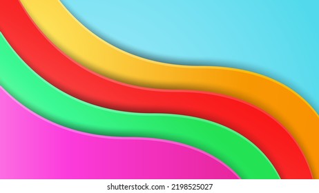 colorful abstract wave background, colorful paper cut