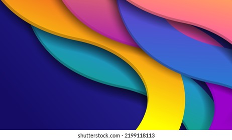 colorful abstract wave background, colorful paper cut