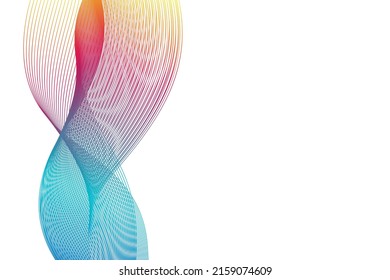 Colorful abstract wave lines flowing vertically on a white background, ideal for technology, music, science and the digital world