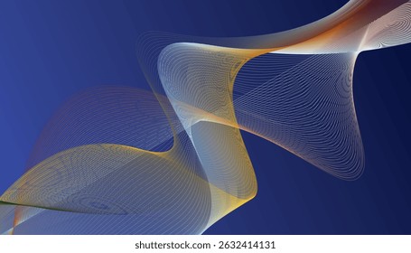 Líneas Abstractas coloridas de la onda en el fondo azul del gradiente – diseño digital futurista del flujo