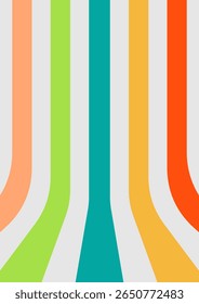 Colorful abstract wave lines in playful motion with retro tones of orange, green, red, and yellow. Ideal for modern backgrounds, branding, or trendy design projects