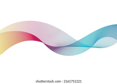 Colorful abstract wave lines that simulate a fluid horizontally on a white background, ideal for topics about technology, music, science and the digital world