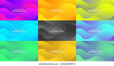 Colorful Abstract Wave Modern Background Set Vector Illustration