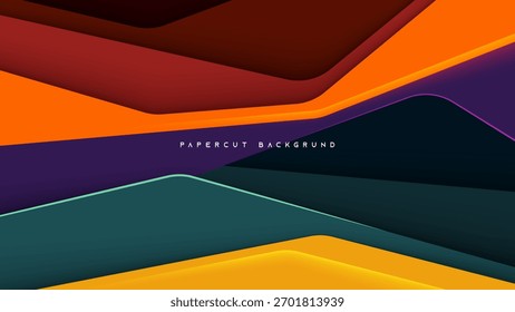 Design de fundo de corte de papel de onda abstrata colorida
