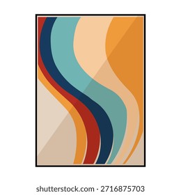 Colorful abstract wave pattern creating a modern retro aesthetic, featuring flowing lines and a warm color palette, ideal for backgrounds, posters, and decorative prints