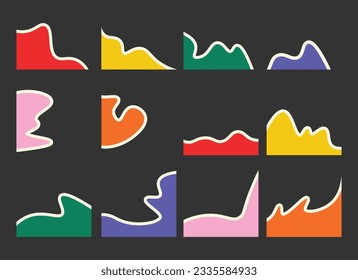 Colorful abstract wave shape banner decoration set. collection of organic shape corner vector illustration