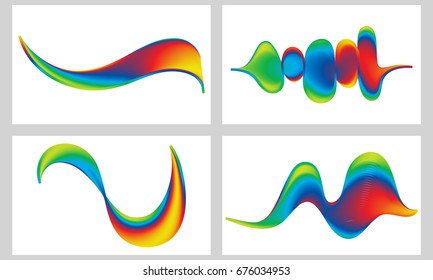 Coloridas colecciones de ondas abstractas.