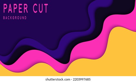 Diseño de fondo de estilo Papercut de las ondas abstractas coloridas