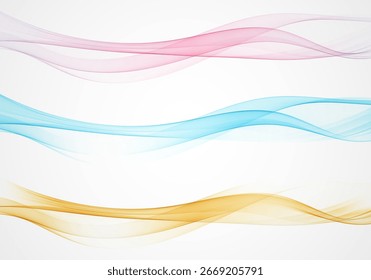 Colorful abstract waves set in pink, blue and yellow