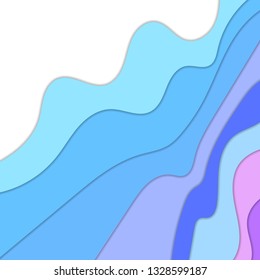 colorful abstract waves with shadows. papercut 