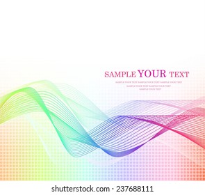 Colorful abstract waves with text