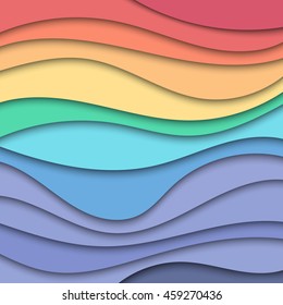 Colorful abstract waves texture background for text and message website design with shadow overlap. Interior wall decoration.Vector illustration.