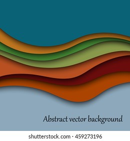 Colorful abstract waves texture background for text and message website design with shadow overlap. Interior wall decoration.Vector illustration.