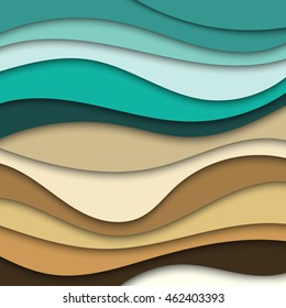 Colorful abstract waves texture background for text and message website design with shadow overlap. Interior wall decoration.Vector illustration.