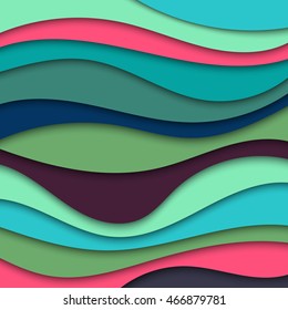 Colorful abstract waves texture background for text and message website design with shadow overlap. Interior wall decoration.Vector illustration.