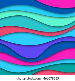 Colorful abstract waves texture background for text and message website design with shadow overlap. Interior wall decoration.Vector illustration.