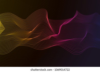 Colorful abstract waves vector backgroud. Digital frequency track equalizer. Horizontal waves dynamic illustration.