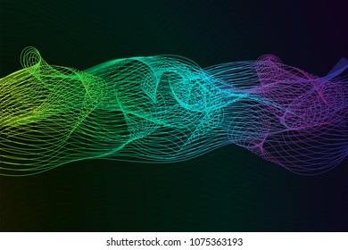 Colorful abstract waves vector backgroud. Digital frequency track equalizer. Horizontal waves dynamic illustration.