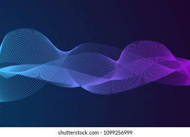 Colorful abstract waves vector backgroud. Digital frequency track equalizer. Horizontal waves dynamic illustration.