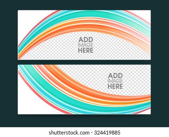 Encabezado o banner colorido del sitio web de ondas abstractas con espacio para sus imágenes.