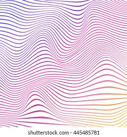Colorful abstract wavy background with colored gradient stripes on white background. Vector illustration.