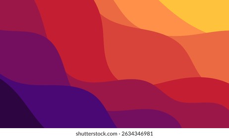 Colorful Abstract Wavy Background with Layered Paper Cut Style in Warm Gradient Tones