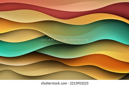 Colorful abstract wavy dimension background gradient textured layers