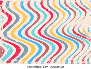 Colorful abstract wavy lines retro background grunge effect