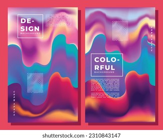 Colorful abstract wavy liquid background template copy space. Fluid gradient mesh colour backdrop design for poster, banner, magazine, leaflet, pamphlet, cover, booklet, or flyer.