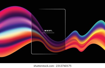 Colorful abstract wavy liquid background template copy space. Fluid gradient mesh colour backdrop design for poster, banner, magazine, leaflet, pamphlet, cover, booklet, or flyer.