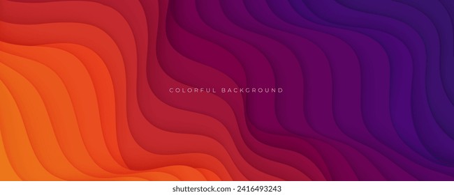 Colorful abstract wavy papercut layers background gradient shape design vector