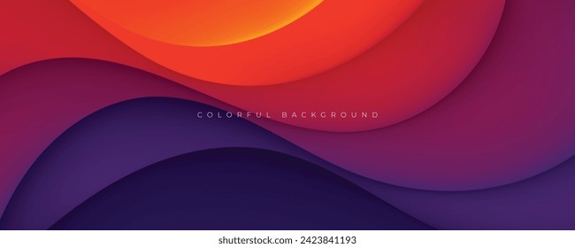 Colorful abstract wavy papercut layers background gradient shape design vector