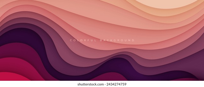 Colorful abstract wavy papercut layers background gradient shape design vector