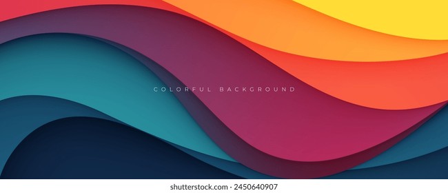 Colorful abstract wavy papercut layers background gradient shape design vector