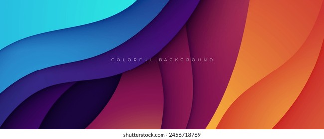 Colorful abstract wavy papercut layers background gradient shape design vector