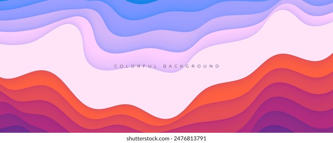 Colorful abstract wavy papercut layers background gradient shape design vector