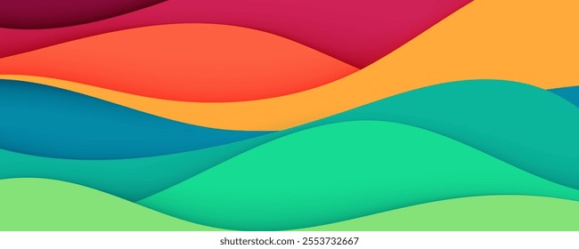 Colorful abstract wavy shape background gradient design vector
