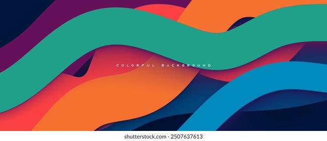 Vector de diseño de gradiente de fondo de capas de forma ondulada abstracta colorida