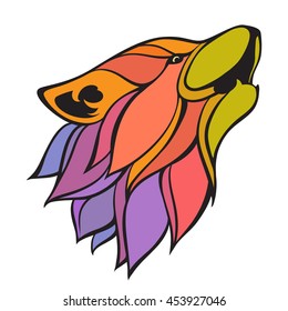 Colorful abstract wolf. Vector animal illustration can be used as design for logo, tattoo, t-shirt, bag, poster, postcard