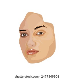 colorful abstract woman face icon illustration without background