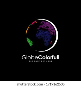 Colorful abstract world symbols with a black background