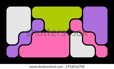 Colorful Abstract Y2K Vector Bento Grid Layout With Blob Geometric Shapes. Flat Modern Geometric Pattern With Simple Frames And Futuristic Layout Style. Modern Vector Frames For Stylish Collages.