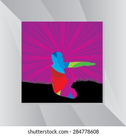 colorful abstract yoga posture vector illustration 