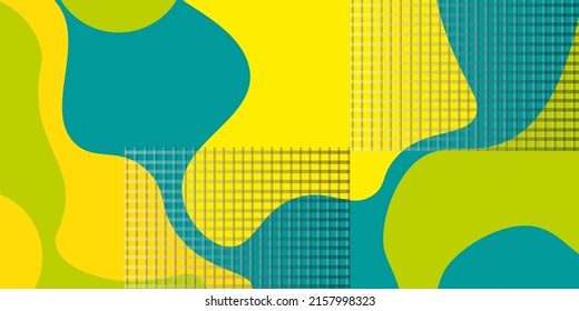 Absorción colorida con cuadrículas celulares y ondas multicolores en ambos lados. Ilustración vectorial, para diseño de sitios web, para publicidad, como plantilla para tarjetas de visita.