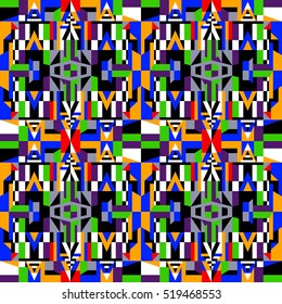 Colorful abstraction of geometric shapes. Seamless colorful pattern 