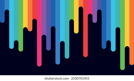 abstração colorida de manchas de arco-íris líquidas, cores LGBT no fundo preto na forma de gotas pingando coloridas brilhantes, lápis e tintas coloridas, traços grossos de tinta