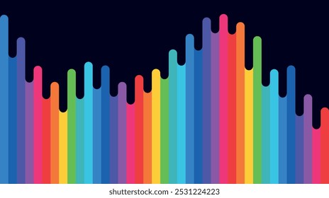 abstração colorida de manchas de arco-íris líquidas, cores LGBT no fundo preto na forma de gotas pingando coloridas brilhantes, lápis e tintas coloridas, traços grossos de tinta