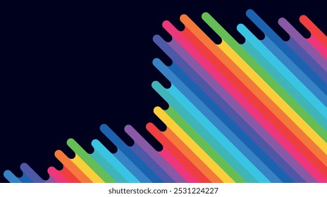 abstração colorida de manchas de arco-íris líquidas, cores LGBT no fundo preto na forma de gotas pingando coloridas brilhantes, lápis e tintas coloridas, traços grossos de tinta