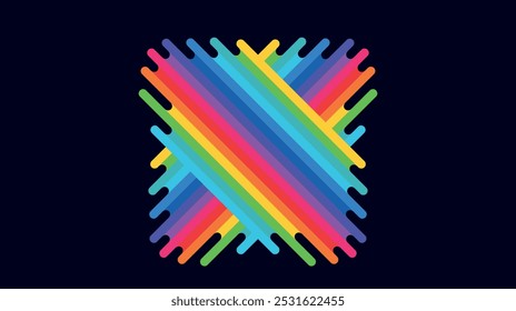 abstração colorida de manchas de arco-íris líquidas, cores LGBT no fundo preto na forma de gotas de gotejamento coloridas brilhantes, lápis e tintas coloridas, traços grossos de tinta, cor quadrada