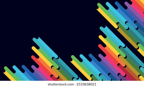 abstração colorida de manchas de arco-íris líquidas, cores LGBT no fundo preto na forma de gotas de gotejamento coloridas brilhantes, lápis e tintas coloridas, traços grossos de tinta, cor quadrada